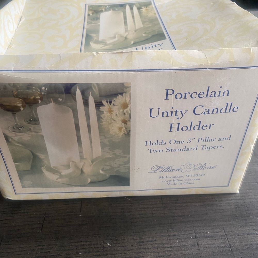 Lillian Rose Porcelain Unity Candle Holder - White